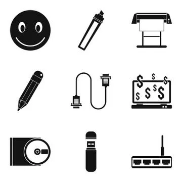 Enterprise network icons set, simple style Stock Illustration