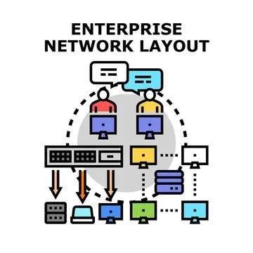 Enterprise network layout planning for business communication イラスト素材