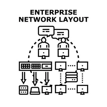 Enterprise network layout planning for business communication Stock Illustration