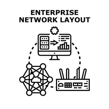 Enterprise network layout planning managing infrastructure security Stock Illustration