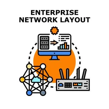 Enterprise network layout planning managing infrastructure security Stock Illustration