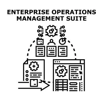 Enterprise operations management suite executing business processes Ilustração Stock