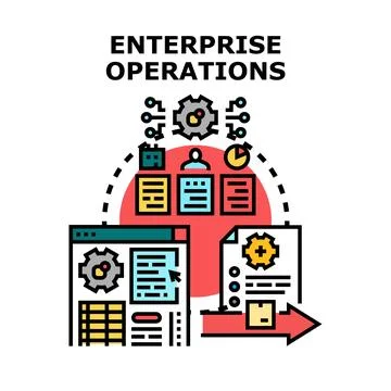 Enterprise operations managing business process workflow digital system Stock Illustration