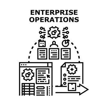 Enterprise operations managing business process workflow digital system Stock Illustration