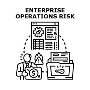 Enterprise operations risk assessment identifying business security threats Stockillustratie