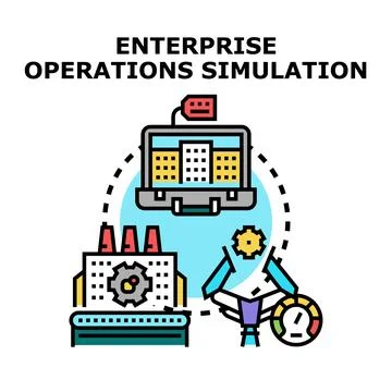 Enterprise operations simulating process automation and management Ilustración de archivo