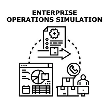 Enterprise operations simulation for business process optimization Stock Illustration