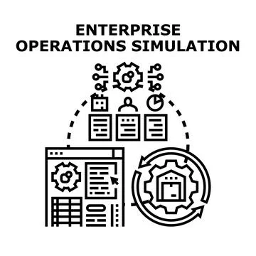 Enterprise operations simulation optimizing business processes Stock Illustration
