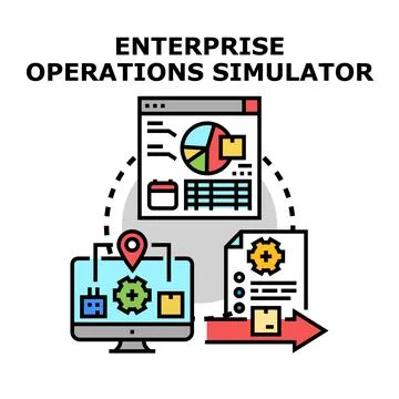 Enterprise operations simulator optimizing business processes Illustrazione stock