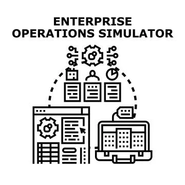 Enterprise operations simulator optimizing business planning processes Illustrazione stock