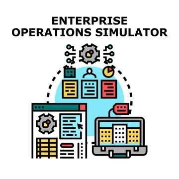 Enterprise operations simulator optimizing business planning processes Illustrazione stock