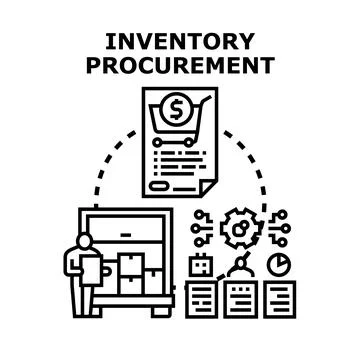 Enterprise optimizing inventory procurement management system supplying goods Stock Illustration