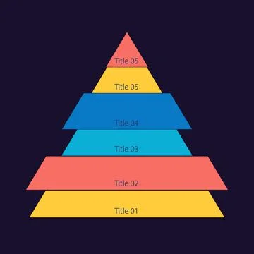 Enterprise organization infographic pyramid chart design template for dark theme Stock Illustration