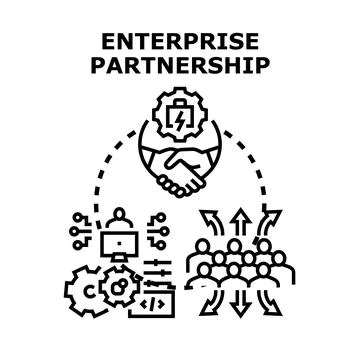 Enterprise partnership developing digital business solutions with teamwork Stock Illustration