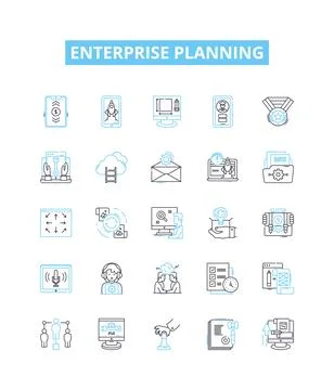 Enterprise planning vector line icons set. Business, Strategy, Plan, Project Stock Illustration