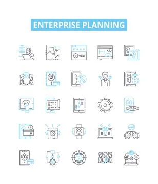 Enterprise planning vector line icons set. Business, Strategy, Plan, Project Ilustración de archivo