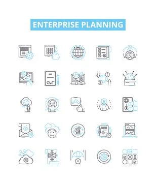 Enterprise planning vector line icons set. Business, Strategy, Plan, Project Stock Illustration