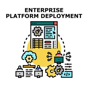 Enterprise platform deployment for business system implementation Stock Illustration