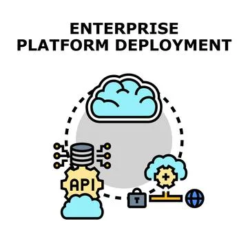 Enterprise platform deployment for cloud computing integration Stock Illustration
