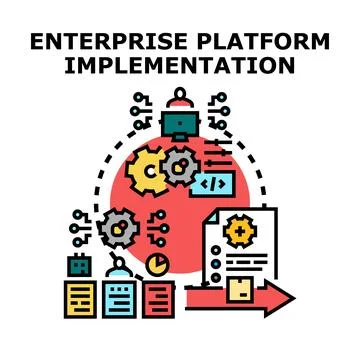 Enterprise platform implementation process developing business solutions 库存插图