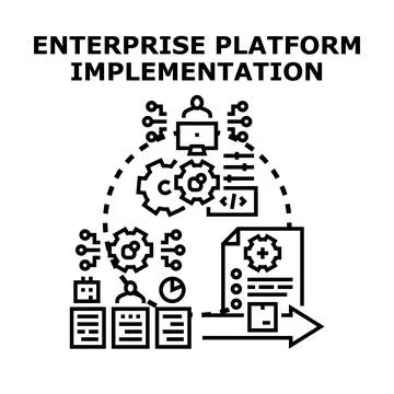 Enterprise platform implementation process developing business solutions Stock Illustration