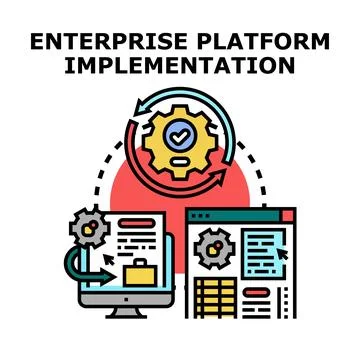 Enterprise platform implementation process planning and solution development Stock Illustration
