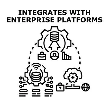Enterprise platform integration connecting and managing data systems Stock Illustration