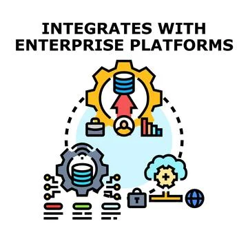 Enterprise platform integration connecting and managing data systems Stock Illustration