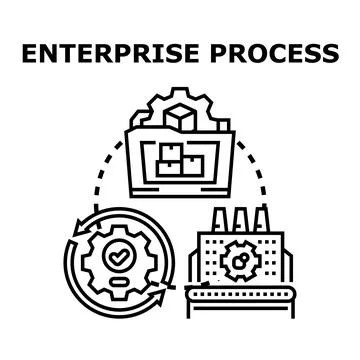 Enterprise process concept visualizing business production workflow Stock Illustration