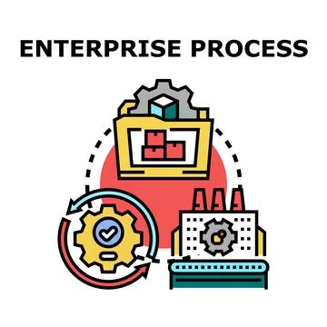 Enterprise process concept visualizing business production workflow Stock Illustration