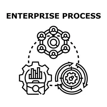 Enterprise process managing target collaboration and business analysis Illustrazione stock