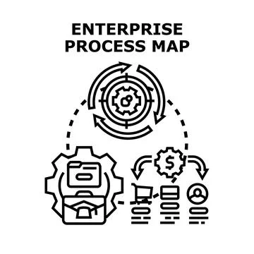 Enterprise process map business workflow management strategy Stockillustratie