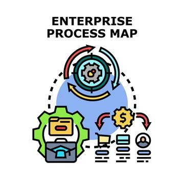Enterprise process map business workflow management strategy Stockillustratie