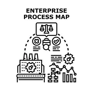 Enterprise process map illustrating business strategy development Ilustração Stock