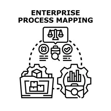 Enterprise process mapping illustrating business workflow optimization concep 스톡 일러스트