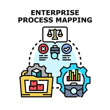 Enterprise process mapping illustrating business workflow optimization concep Stock Illustration
