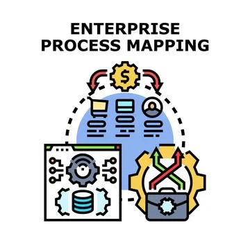 Enterprise process mapping optimizing business workflow management strategy Stock Illustration