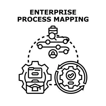 Enterprise process mapping optimizing business workflow strategy Stock Illustration
