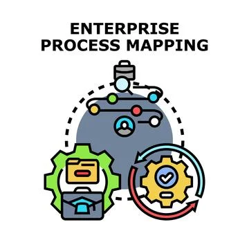 Enterprise process mapping optimizing business workflow strategy Stock Illustration