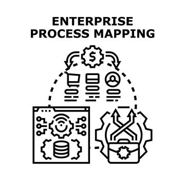 Enterprise process mapping optimizing business workflow management strategy Stock Illustration