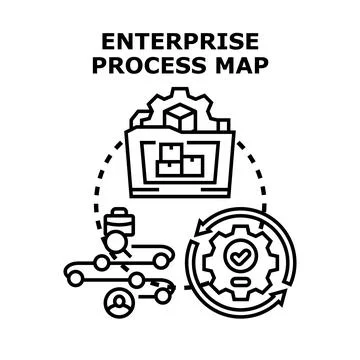 Enterprise process mapping optimizing company business workflow Stock Illustration