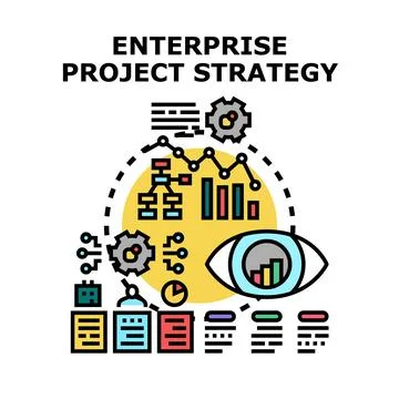 Enterprise project strategy planning implementing business development Stock Illustration