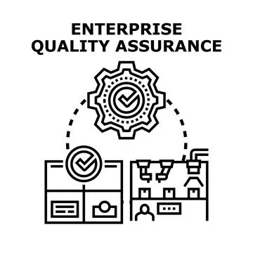Enterprise quality assurance system managing manufacturing process goods Stock Illustration