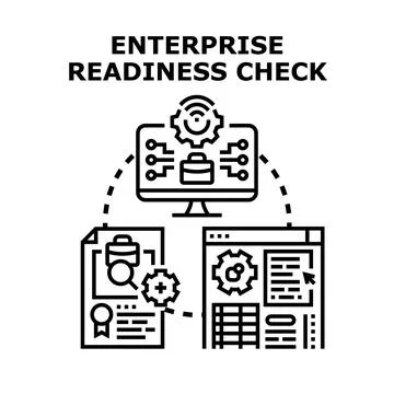 Enterprise readiness check performing system project management Illustrazione stock
