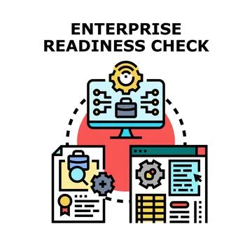 Enterprise readiness check performing system project management Stock Illustration