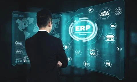 Enterprise Resource Management ERP software system for business resources plan Foto stock