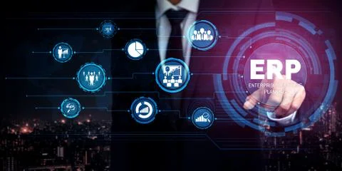 Enterprise Resource Management ERP software system for business resources plan Foto stock