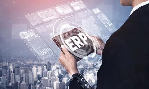 Enterprise Resource Management ERP software system for business resources plan Stockfoto's