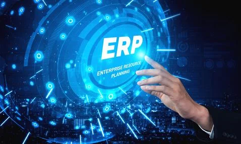 Enterprise Resource Management ERP software system for business resources plan 스톡 사진