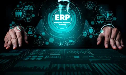 Enterprise Resource Management ERP software system for business resources plan Foto stock